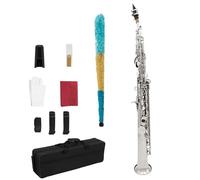 Sassofono soprano per principianti corpo in ottone B piatto dritto Sax strumento professionale con custodia parti e accessori (J)