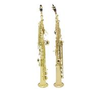 Sassofono soprano per principianti, corpo in ottone Sib, strumento professionale per sassofono dritto, con custodia, parti e accessori (sax dorato)