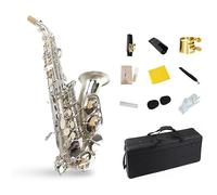 Sassofono soprano piegato, strumento da gioco professionale, superficie del corpo in ottone argentato, sassofono contralto professionale in si bemolle, set sassofono, testa di flauto, custodia for il