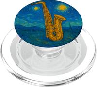 Sassofono Tenore Alto Band Jazz - Van Gogh Starry Night Style PopSockets PopGrip per MagSafe