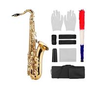 Sassofono Tenore In Sib Sax Corpo In Ottone Superficie Laccata Dorata Strumento A Fiato Con Custodia Per Il Trasporto