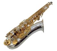Sassofono Tenore Nichelato Chiave Oro Sax Toppe Professionali Pastiglie Ance Manico Piegato Con Custodia