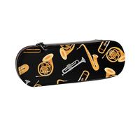 Sassofono Trombone Musica Nero, Astuccio per matite Astuccio per matite in pelle PU Astuccio per penne a matita di grande capacità
