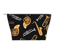 Sassofono Trombone Musica Nero, Borsa da toilette Borsa per trucco Borsa per cosmetici Borsa da toilette da viaggio portatile