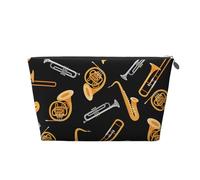 Sassofono Trombone Musica Nero, Borsa da toilette Borsa per trucco Borsa per cosmetici Borsa da toilette da viaggio portatile