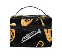 Sassofono, trombone, musica, nero, borsa da viaggio per il trucco da donna, grande organizer per cosmetici