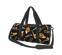 Sassofono Trombone Musica Nero, Borsone da viaggio di grande capacità Borsa rotonda Borsa da viaggio sportiva Borsa da viaggio Borsa da fitness