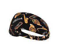 Sassofono Trombone Musica Nero,Fascia elastica per capelli multiuso unisex, fascia antisudore sportiva