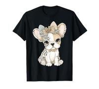 Sassy Adorabile Bulldog Francese con Archi Leopardo Maglietta
