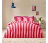 Sassy B Stripe Tease - Set copripiumino reversibile per letto king size, con federe, colore: rosso