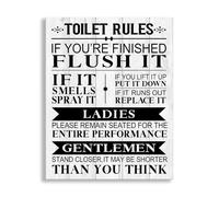 Sassy Bathroom Rules - Framed Farmhouse Canvas Wall Art with Humorous Quotes, Perfect for Guest Bathroom or Man Cave Decor(Framed,08x12inch(20x30cm))