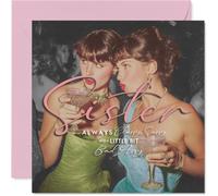 Sassy Biglietto di compleanno per sorellastra - Unapologetically Fabulous - Glamour Cocktail Duo con audace 'classe, Sassy, Bad Assy' Step Sister Shout-out - 145 mm quadrato, busta inclusa