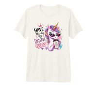 Sassy Unicorn Coffee Queen Empowerment Design Maglietta Premium