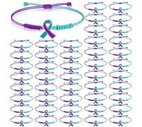 Sasylvia 20/100 braccialetti per la prevenzione del suicidio, con cordino regolabile, con nastro color foglia di tè viola, braccialetti intrecciati ispiratori per la prevenzione del suicidio, regali