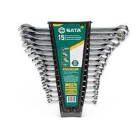SATA Set di chiavi combinate a 12 punti da 15 pezzi | Dimensioni SAE da 1/4 "- 1" | Caricamento angolare fuori | ST08411G