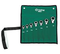SATA ST08020 SAE - Set di chiavi a cricchetto a doppio cricchetto, design di carico fuori angolo, 7 pezzi