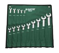 SATA ST09026SJ - Set di chiavi combinate metriche, 14 pezzi, lucidate, 8 mm e 24 mm, in rotolo di attrezzi resistente, colore: Verde