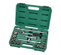 SATA ST09087SJ Set di chiavi a bussola a 6 e 12 punte con azionamento da 1/2 pollici e 20 pezzi con cricchetto a testa rotonda a 60 denti