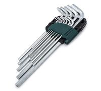 SATA ST09104SJ - Set di 12 chiavi esagonali SAE, design extra lungo, con punte smussate e contenitore per il trasporto resistente agli urti