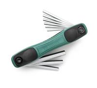 SATA ST09122SJ - Set di 9 chiavi esagonali pieghevoli SAE da 5/64", 1/4", con struttura in acciaio legato e impugnatura comfort a doppio materiale