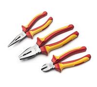 SATA ST09261SJ - Set di pinze isolate VDE, 20 cm di guardalinee e becco lungo 15,2 cm di diagonale e lungo con manici verdi e corpi in acciaio al cromo vanadio