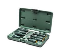 SATA ST09306SJ - Set di 8 cacciaviti con intaglio e Phillips, con manici ergonomici e custodia in poliuretano resistente, colore: Verde