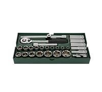 SATA ST09903SJ - Set di 27 vassoi metrici a 6 punti, attacco 1/2", colore: Verde