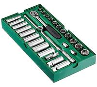 SATA ST09934 - Set di 29 vassoi per chiavi a bussola SAE, attacco da 3/8", 6 punti