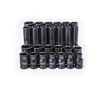 SATA ST34399T - Set di 26 bussole a percussione standard e profonde a parete sottile, misure metriche, con corpo in cromo molibdeno