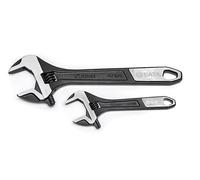SATA ST47130 - Set di 2 chiavi regolabili a ganasce extra larghe, con corpo in lega di acciaio forgiato e finitura cromata, fosfato nero/lucido
