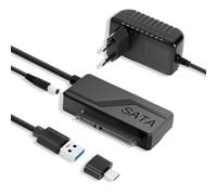 Sata to USB 3.0, Adattatore di Lettura Disco Rigido per 2.5"/ 3.5" HDD/SSD, Convertitore SATA III/II/I con alimentazione DC 12V 2A, UASP