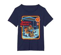 Satan is Waitin Devil Sarcastic Vintage Funny Adult Humor Maglietta, Donna Plus-Size, Navy, 6X