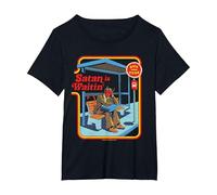 Satan is Waitin Devil Sarcastic Vintage Funny Adult Humor Maglietta, Donna Plus-Size, Nero, 5X