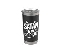 Satana è il mio co-pilota Dark Humor Citazione Bicchiere termico in acciaio inox doppia parete