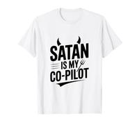 Satana è Il Mio co-Pilota Dark Humor Citazione Maglietta