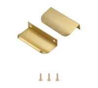 Satanga Confezione da 5 linguette da dito per armadietti da cucina nascosti in alluminio piatto nascosto bar tira cassetti facile da installare 8 cm 80 mm lunghezza totale ottone spazzolato