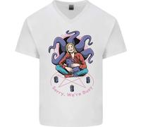 Satanico Gatto Mum Magia Nera Strega Halloween da Uomo Scollo A V Cotone T-Shirt