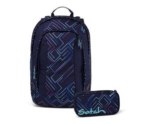 Satch Air - Set di 2 zaini per la scuola, con astuccio, Laser viola, Taglia unica