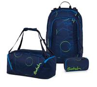 Satch Air - Set di 3 zaini per la scuola, con astuccio e borsa sportiva, Blue Tech, 45 x 28 x 16 cm