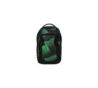 satch match plus zaino scuola satch ergonomico, espandibile 35 litri, unisex per ragazze e ragazzi, ideale per scuola Seismic Green - Nero