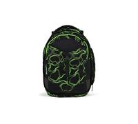 satch match Zaino da scuola dalla 5ª classe, ergonomico, espandibile fino a 35 L, stabile, tasca frontale extra Green - Nero