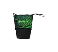 satch Pencil Slider extra large con scomparto divisorio con chiusura lampo, portapenne, triangolo, finestra per calendario delle ore, Verde sismico - Nero, Taglia unica