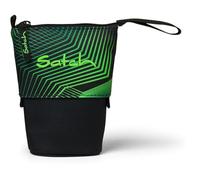 satch Pencil Slider extra large con scomparto divisorio con chiusura lampo, portapenne, triangolo, finestra per calendario delle ore, Verde sismico - Nero, Taglia unica, Pencil Slider