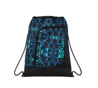 Satch Sacca Sportiva per Ragazze e Ragazzi con Scomparto con Cerniera, 12 Litri di Volume, agganciabile allo Zaino Caleido Blue - Nero