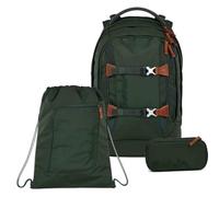 Satch Set Zaino Nordic Forest Green Articoli Scolastici Unisex Poliestere Riciclato, Zaino Sacchetta Astuccio Verde