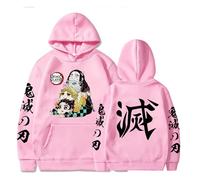 Satdflie Anime Demon Slayer Stampato Cappuccio Uomini Donne Harajuku Pullover Loog Manica Felpa Unisex Casual Cappuccio Tops, Fan Natale, Colore/5, M