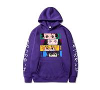 Satdflie Anime Demon Slayer Stampato Cappuccio Uomini Donne Harajuku Pullover Loog Manica Felpa Unisex Casual Cappuccio Tops, Fan Natale, colore/21, XS
