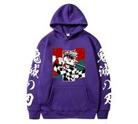 Satdflie Anime Demon Slayer Stampato Cappuccio Uomini Donne Harajuku Pullover Loog Manica Felpa Unisex Casual Cappuccio Tops, Fan Natale, colore/13, S