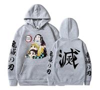 Satdflie Anime Demon Slayer Stampato Cappuccio Uomini Donne Harajuku Pullover Loog Manica Felpa Unisex Casual Cappuccio Tops, Fan Natale, Colore / 6, XL
