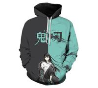 Satdflie Anime Demon Slayer Stampato Cappuccio Uomini Donne Harajuku Pullover Loog Manica Felpa Unisex Casual Cappuccio Tops, Fan Natale, Colore /8, S